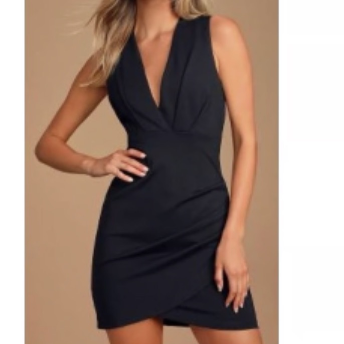 Lulus Cocktail Hour Black Faux Wrap Dress Size Xs